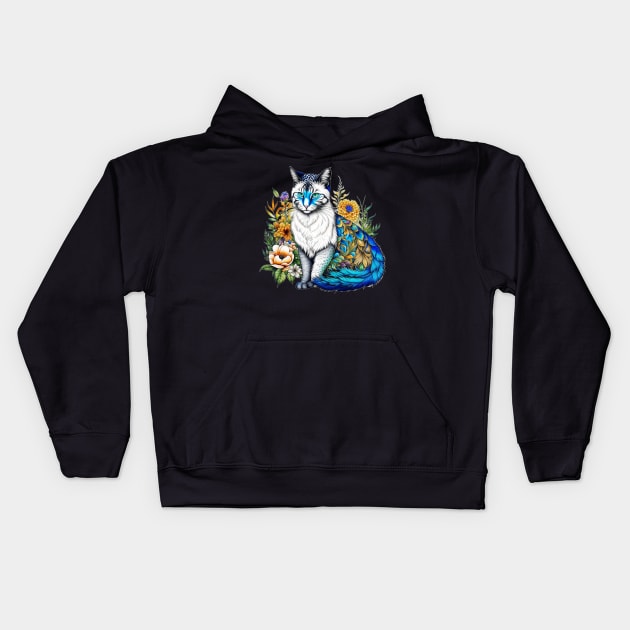 Peacock Kitty Kids Hoodie by VioletGrant